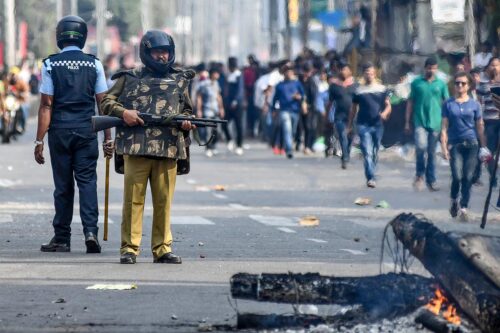 Security personnel patrolling in Guwahati
